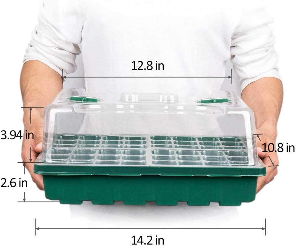 24 agujero macetas de plástico para viveros semilla para plantar set de bandejas de caja para germinación con cúpula y Base jardín protector de cultivo suministros de jardinería