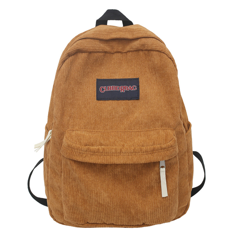 Vintage Boy Girl Corduroy Green School Bag Men Women Laptop College Backpack Cool Lady Student Female Travel BookBag: Beige