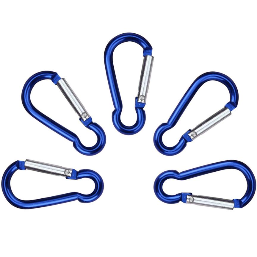 Outdoor Klimmen Quickdraws 5 Stuks Aluminium D Karabijnhaak Sleutelhangers Spring Snap Clip Haken Sleutelhanger Karabijnhaken APrr21 # E20: Blauw