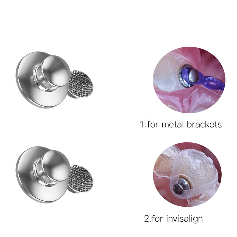 Dentst 50 pièces/boîte dentaire orthodontique bouton lingual collable Base en maille métallique pour supports de traitement d'orthodontie bretelles