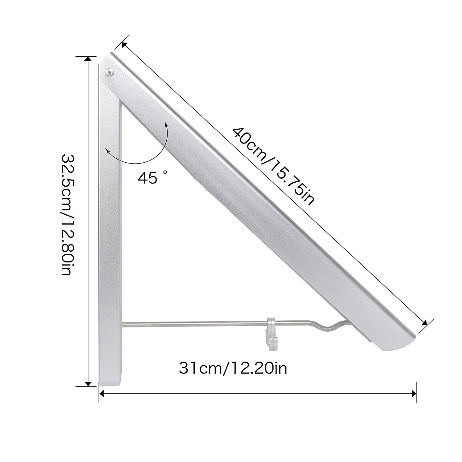 Clothes Hanger Invisible Foldable Aluminum Folding Drying Rack Drying Towel Hanger Stand with 2 Shelves Space-saving Hangers