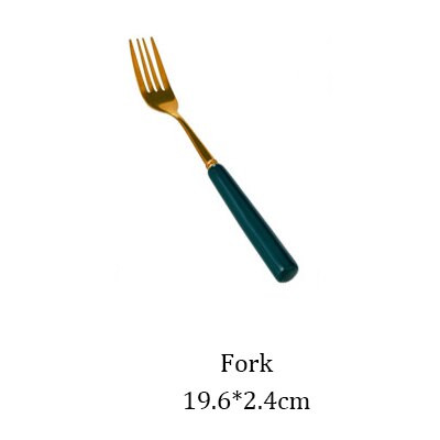 Grön keramik böjd kant guldkant tallrikar matfat nordisk stil retro porslin servis skål middagsskålar servis: Gaffel