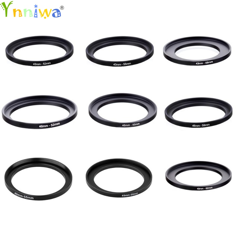 10 pièces 40.5-62 43-52 43-55 43-58 46-52 46-55 46-58 49-55 49-58 49-62mm Métal Étape Bagues Lentille Filtre Adaptateur ensemble