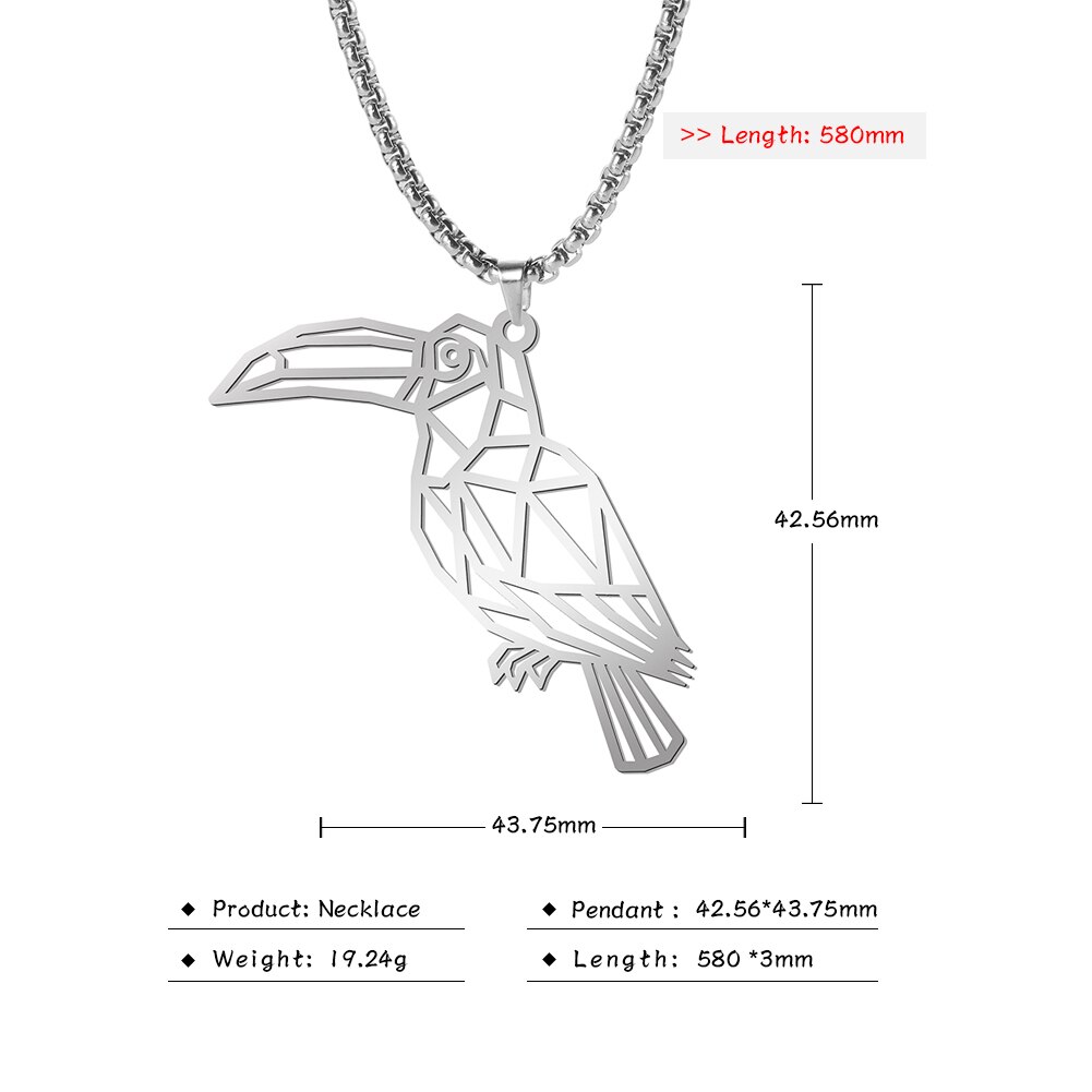 Teamer-collar con colgante de Animal de acero inoxidable para hombre, caja larga con cadena, Lobo, perro, gato, oso, León, ericio, cangrejo, camarón, joyería: Woodpecker