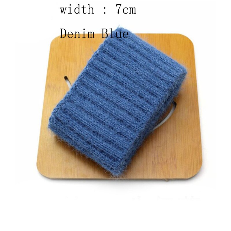 1pcs 6-10cm wide 19 color Thicken cotton Faux velvet ribbed elastic cuff neckline DIY fabric accessories velvet fabric strech: denim blue