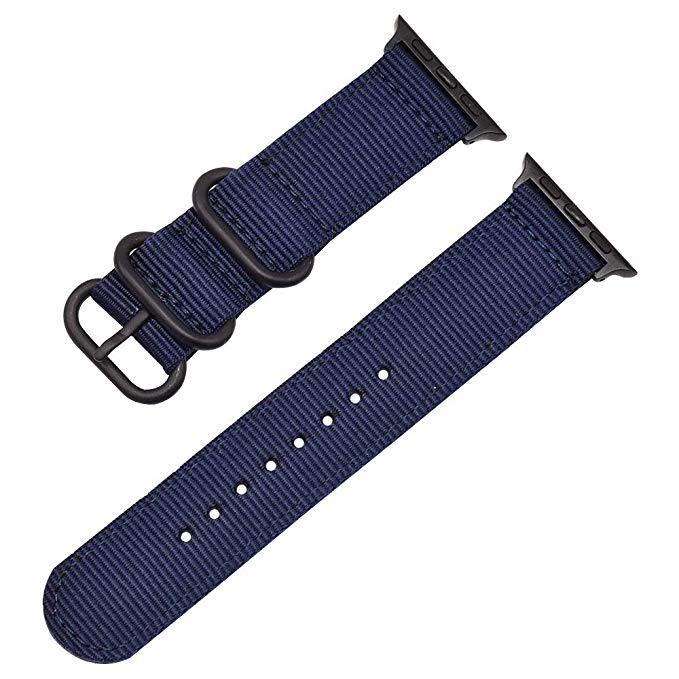 Cinta de náilon para apple watch 6 5 4 se 40mm 44mm tecido pulseira para iwatch série 6 5 4 3 2 1 esporte respirável 42mm 38mm faixas: Deep Blue / 38mm or 40mm