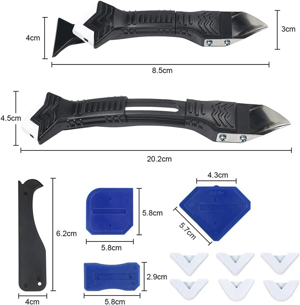5in1 Multifunctionele Coner Breeuwen Tool Siliconen Schraper Lijm Remover Mes Hoek Schoonheid Spleet Spatel Tool Grout Schraper Kit