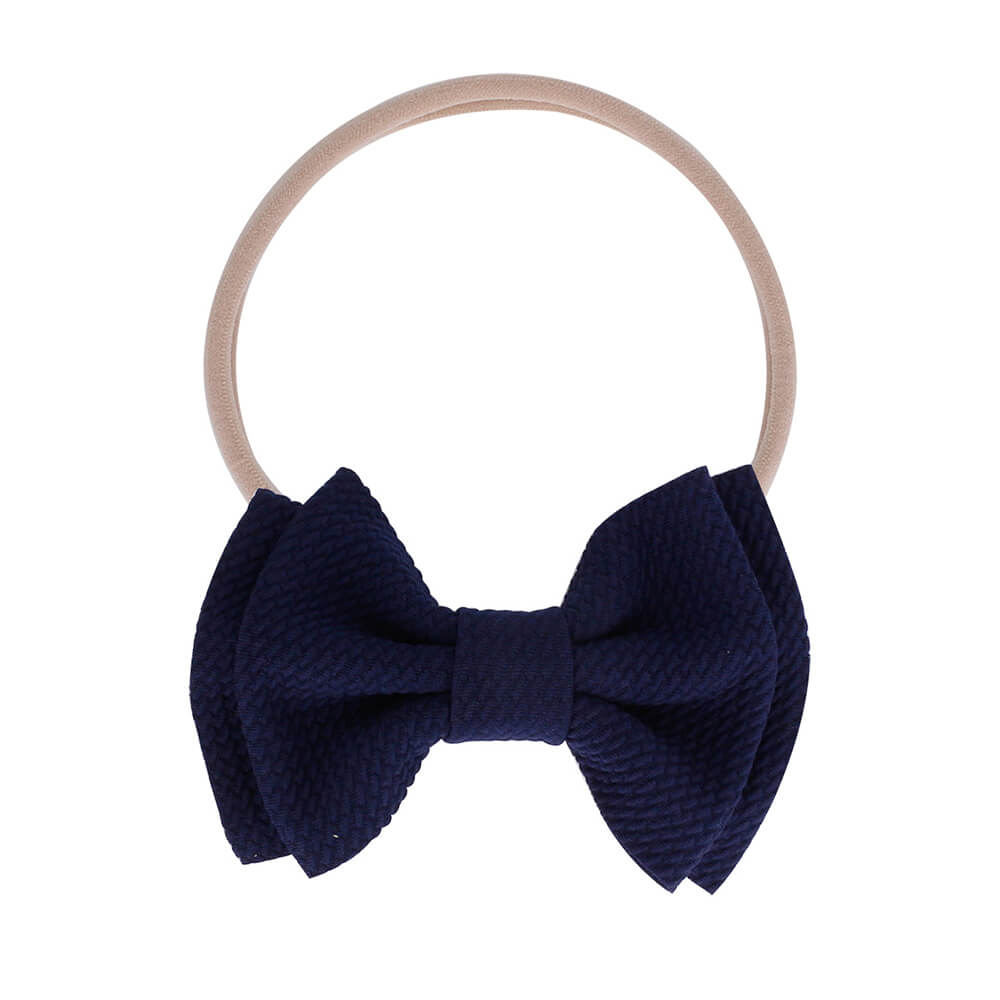 Baby Meisjes Kids Peuter Doek Boog Knoop Haarband Hoofdband Bownot Stretch Tulband Head Wrap 10 kleuren: navy blue