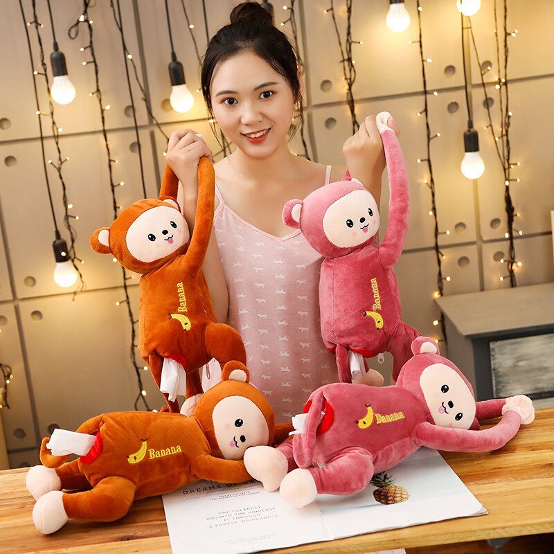 Cute Monkey Plush Toy Tissue Box Pipi Monkey Tissue Box Car Car Tissue Box Animal Tissue Box