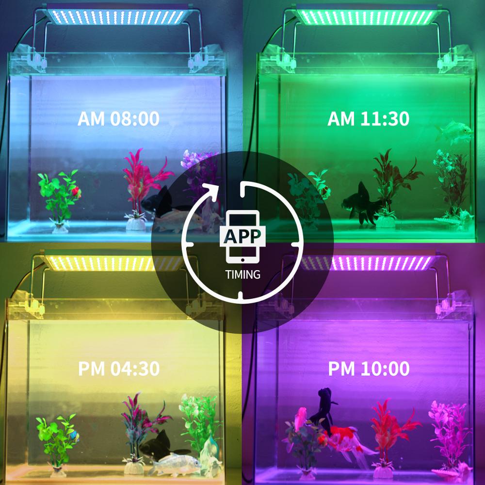 Zhongji 30-80Cm Aquarium Led Verlichting Bluetooth App Controle Rgb Aquarium Verlichting 7/24 Timer Afstandsbediening Led Lamp voor Aquarium Verlichting