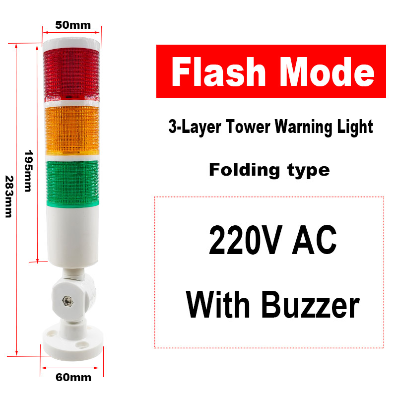 Mehrschichtiges Warnlicht, Werkzeugmaschine, dreifarbiges Licht, LED-Signal, Leuchtturm, Ton, Licht, Alarm, Betrieb, Fehlerlicht, 12/24 V, 220 V: Himmel Blau