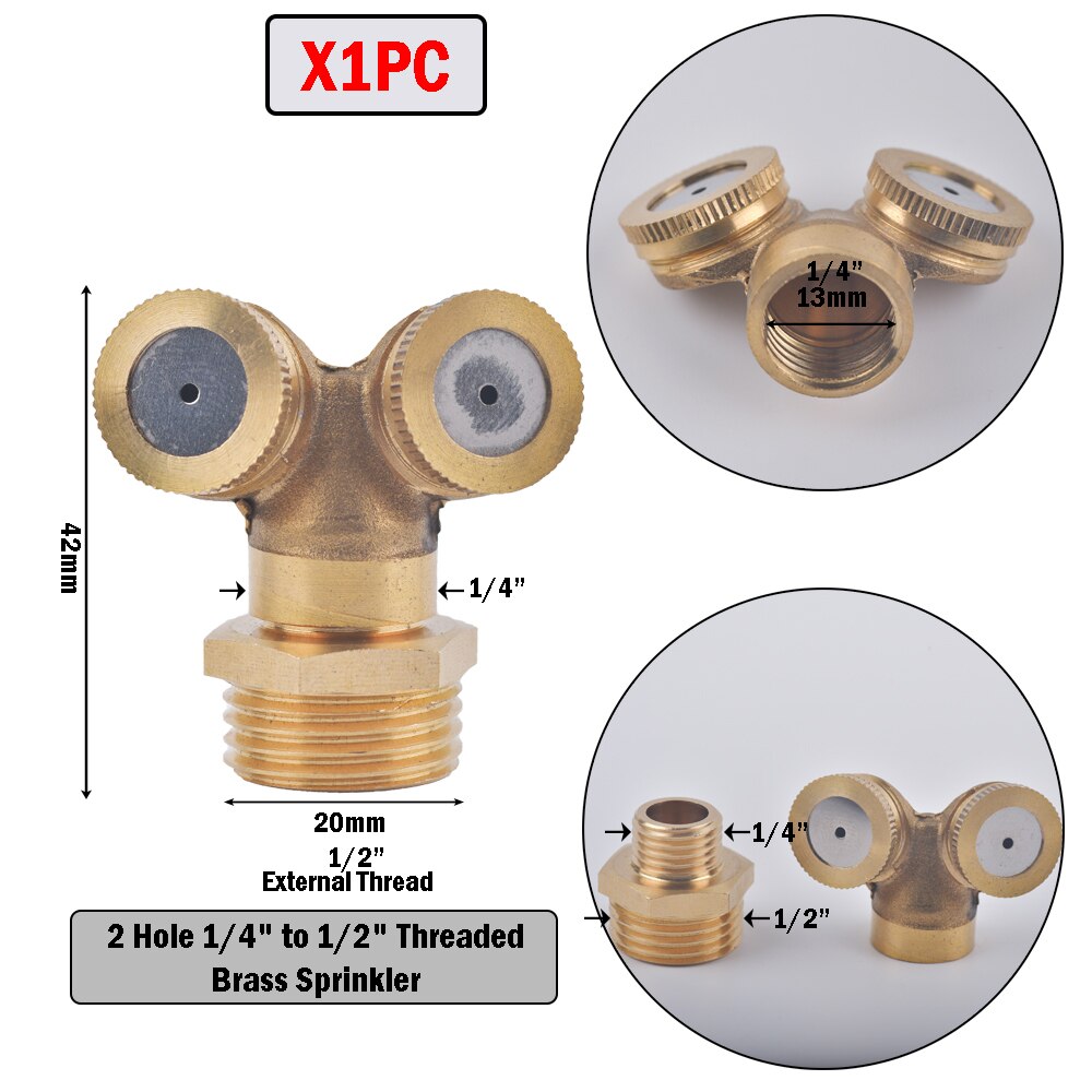 1-8 Hole 1/4" 1/2" 3/4" Brass Sprayer Nozzle Garden Irrigation For Farm Drip Irrigation Pesticide Atomizing Spray Fitting: D