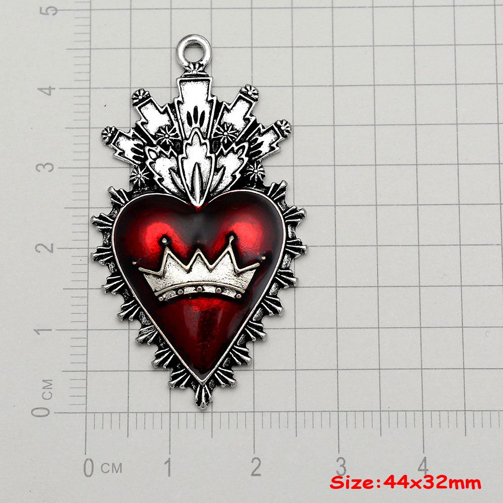 4pcs/Lot Gothic Burning Sacred Heart Charms Corazon Winged Catholic Pendants For Diy Necklace Earring Jewelry Making Supplies: VIOLET