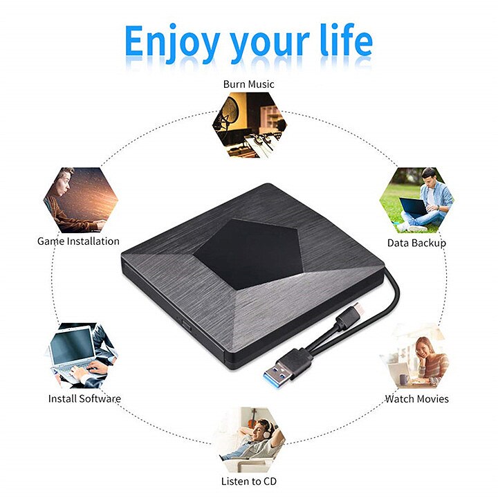 Usb 3.0 externe cd dvd universele drive, draagbare usb / type-c externe optische drive cd / dvd-brander (2- pack)