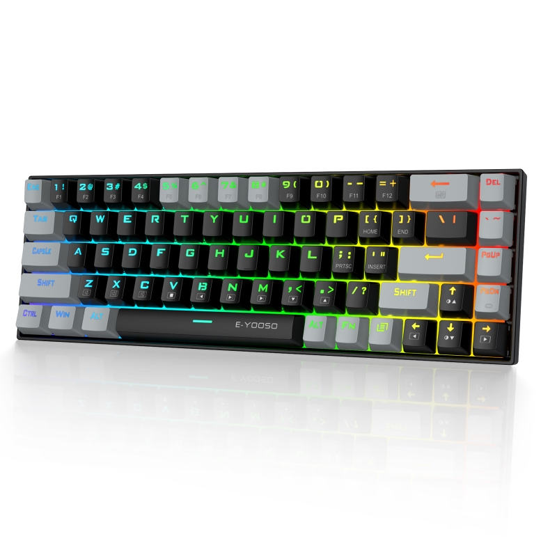 Z-686 60% Mini Mechanical Gaming Keyboard , E-Yooso 68 Keys Wired RGB Backlit Dust-Proof Switch Compact for Computer: BROWN / blue switch