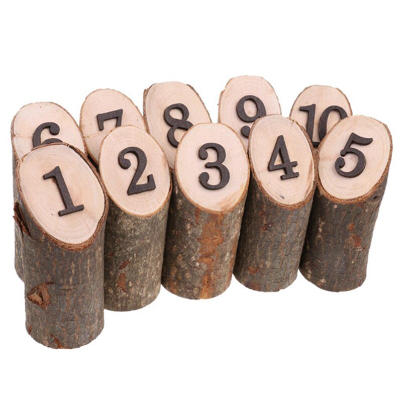 1-10 Wooden Table Numbers & 1-10 Numbers Wooden Hanging Table Cards Place Holder Table Number Figure Card Digital Seat