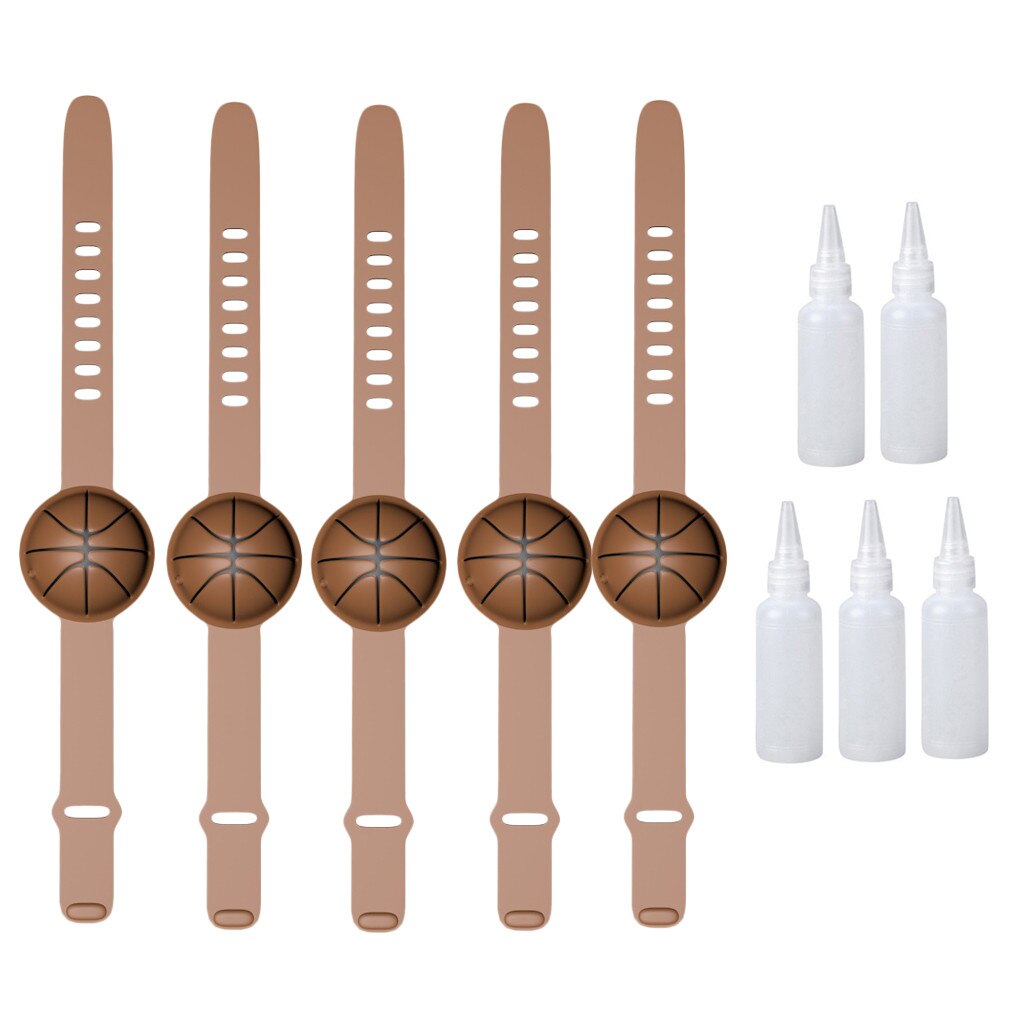 Silicone Hand Sanitizer Hand Washing Gel Alcohol Dispensed Bracelet Wrist Band 1/3/5PCS Basketball Shape Bracelet For Adult Kid: C