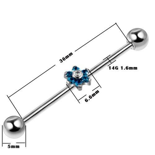 SWANJO 1PC 14G G23 Titanium Industrial Piercings Industrial Barbell Gem Top Removable Earrings Tragus Ear Gauge Body Jewelry: T3006