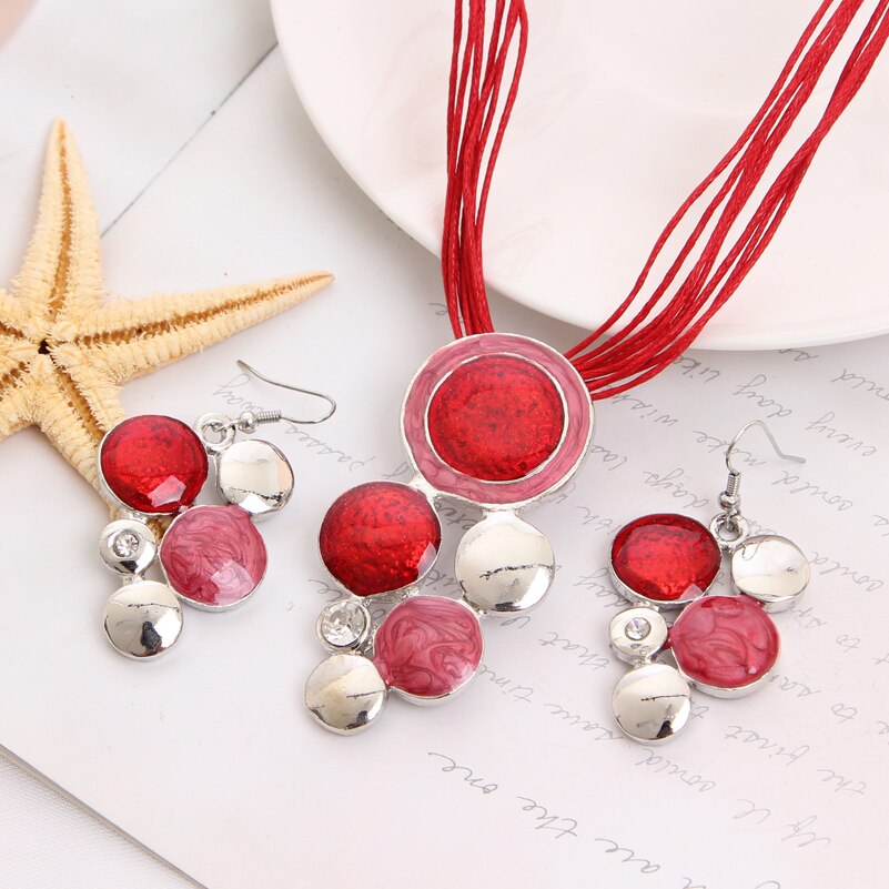 Conjunto de collar y pendientes de boda cromado en plata para mujer, conjunto de joyería fina, cuentas africanas, accesorios para pendientes de novia