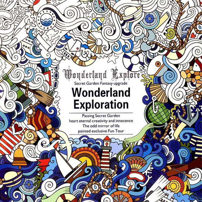 Stress Voor Volwassen Schilderij Tekening Boek 24 Pagina 'S Wonderland Exploratie Doden Tijd Engels Kleurboeken