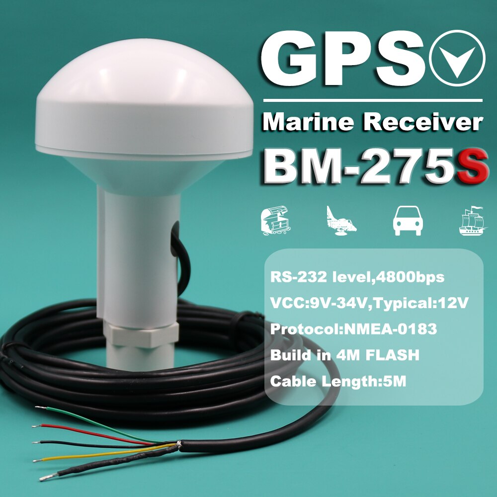 BEITIAN GPS Receiver,VCC 12V,4800bps,RS232 boat ship Marine GPS 4M Flash DIY Connector w/ screw tube,BM-275S