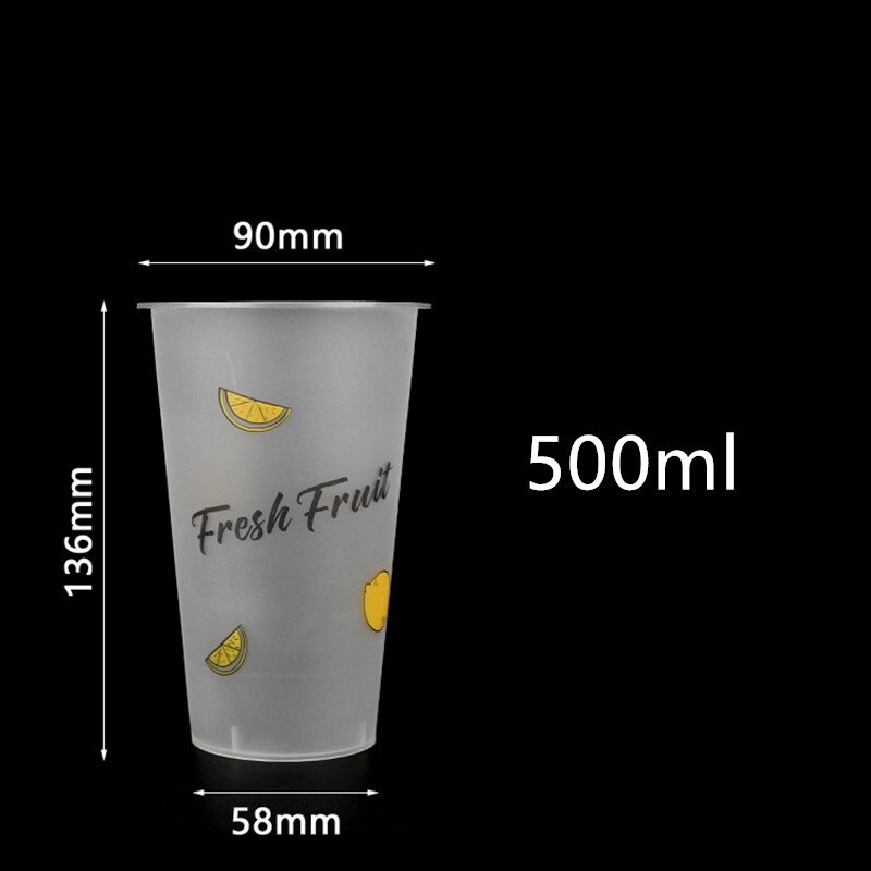 50 st engångs juice kopp 500ml fest födelsedag favor kall och dryck plastmuggar med kärlek lock: Bara kopp 5