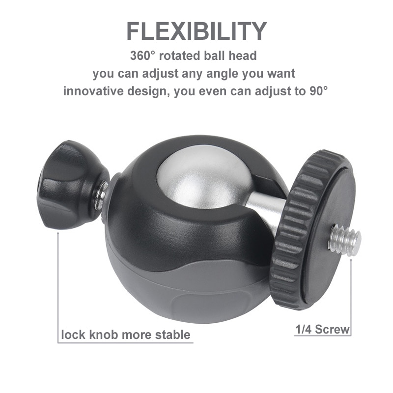 XILETU XS20 Mini Tabletop Tripod Desktop Phone Holder Stand with Clip and Ball Head for iPhone Cell Phone Smartphone DSLR Camera