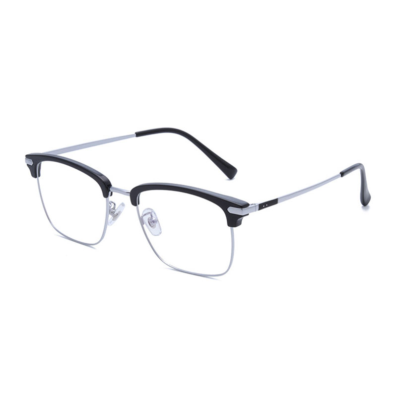 Gafas con montura de titanio puro para hombre, lentes con borde completo, bisagras de primavera, gafas de visión corta, gafas rectangulares