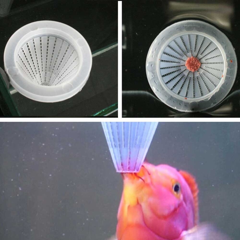 Mini automatisk fiskefoder tilspidset akvarium rød orm fodring foder tragt kop fisk mad foder værktøj med sugekop