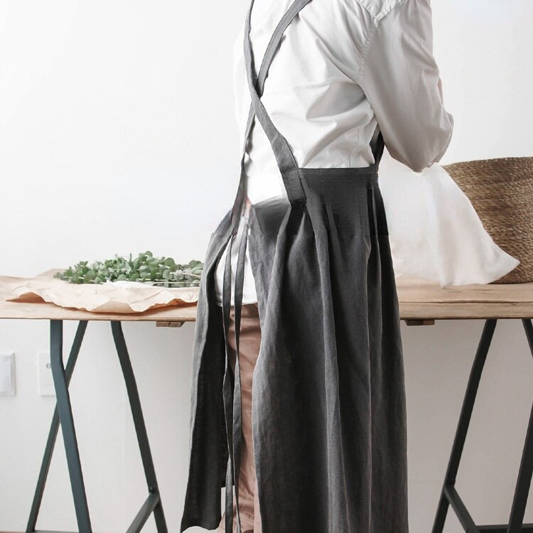 Combinaison tablier en coton et chanvre, nouvelle coréenne, vêtements de travail pour fleuriste de cuisine, mignon,