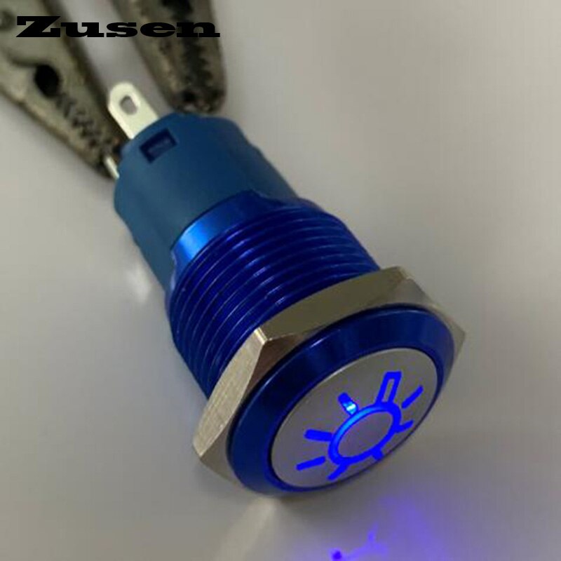 Zusen 16mm verlichte licht symbool aan-uit drukknop (ZS16B-11ZDT/B/12 V/ EEN met verlichte licht symbo