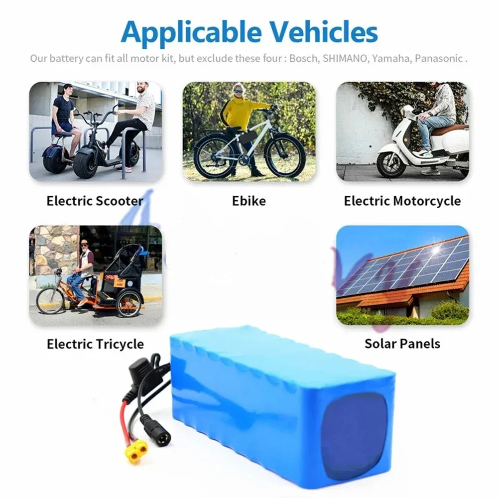 10S4P 36V 60Ah Ebike Battery 18650 Lithium Battery Pack 500W High Power Battery 36V 12000mAh Electric Bicycle BMS+Charger