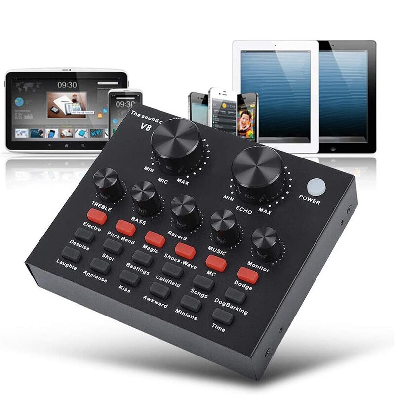 6 Modus Opties/6 Soorten Gameplay/3 Soorten Voice Veranderingen Geluidskaart Voice Changer V8 12-Mode Cool Live Geluidskaart