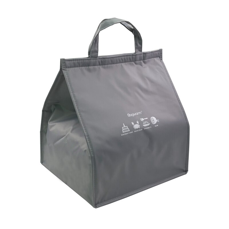 Pizza Lunch Box Cooler Bag Fast Food Cake Thermal Bag Large Waterproof Oxford Drink Bottle Insulated Refrigerated: Gray