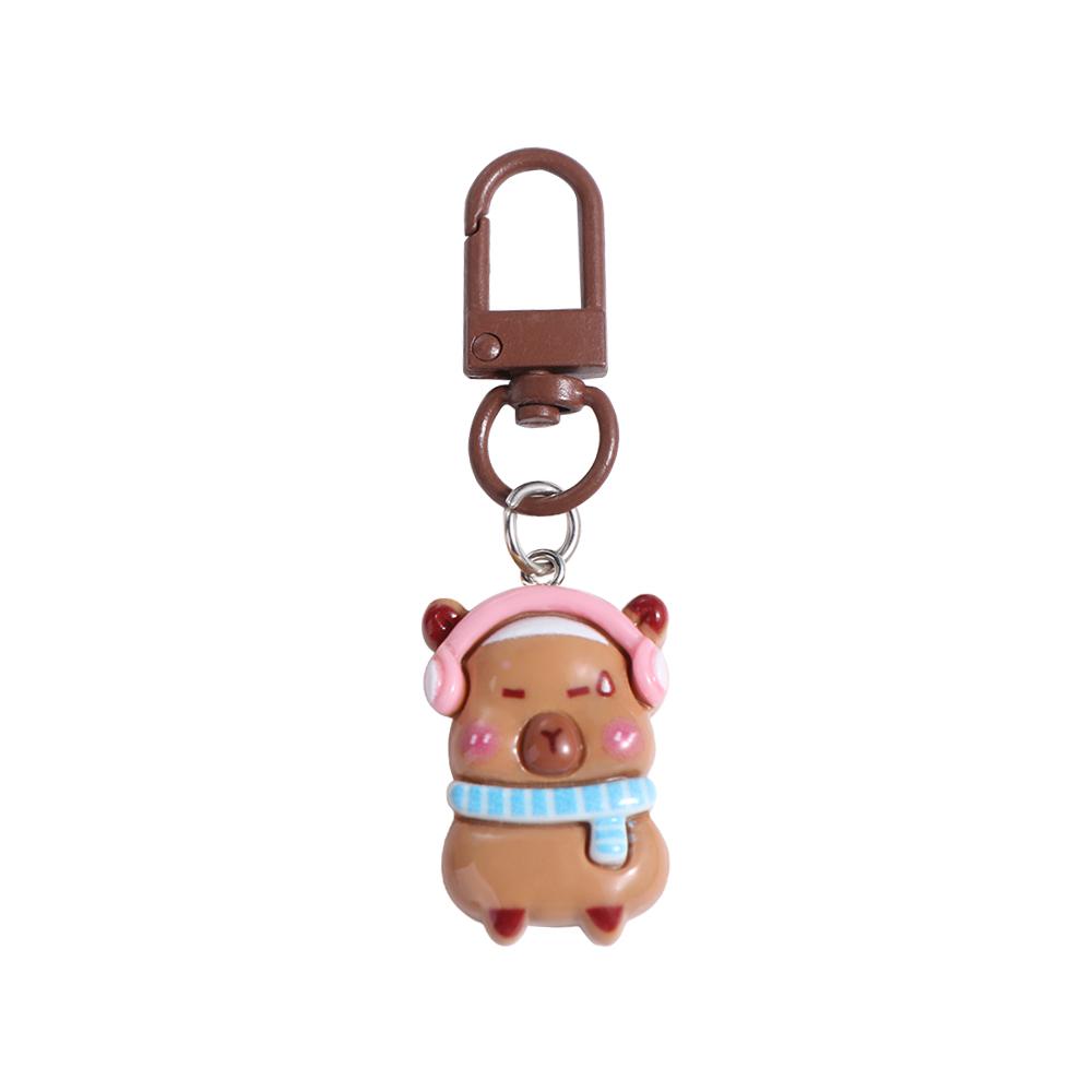 Mental capybara nøkkelring søt pvc skilpadde dyr anheng vanntett myk selvklebende tegneserie nøkkelring jenter: Champagne
