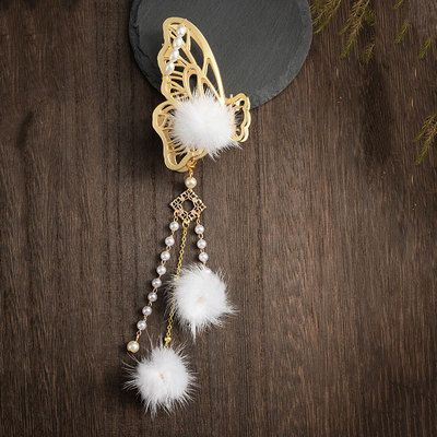 Vintage-schmetterlings-haarspange aus metall, chinesischer hanfu-haarschmuck für damen: 4