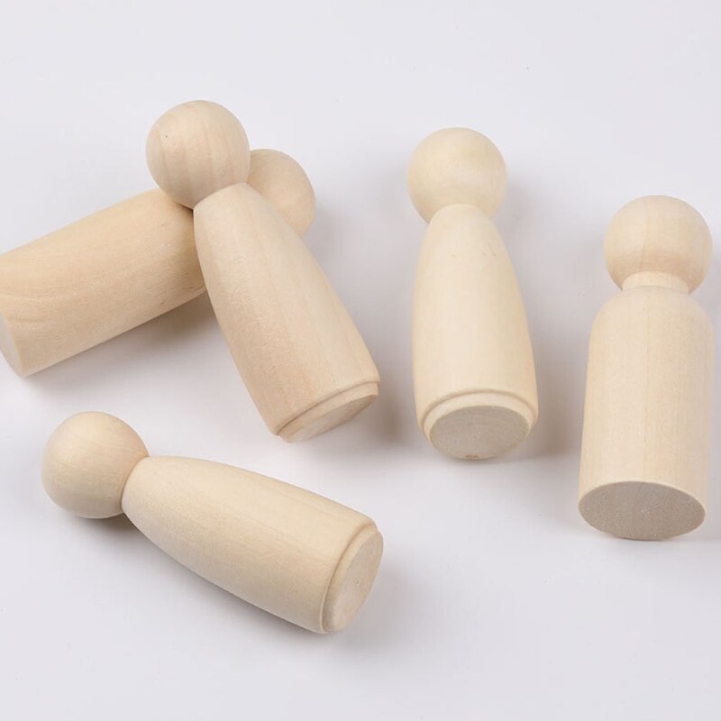 Houten Diy Vroeg Leren Speelgoed Zintuiglijke Onderwijs Mini Peg Pop Voor Schilderen H055