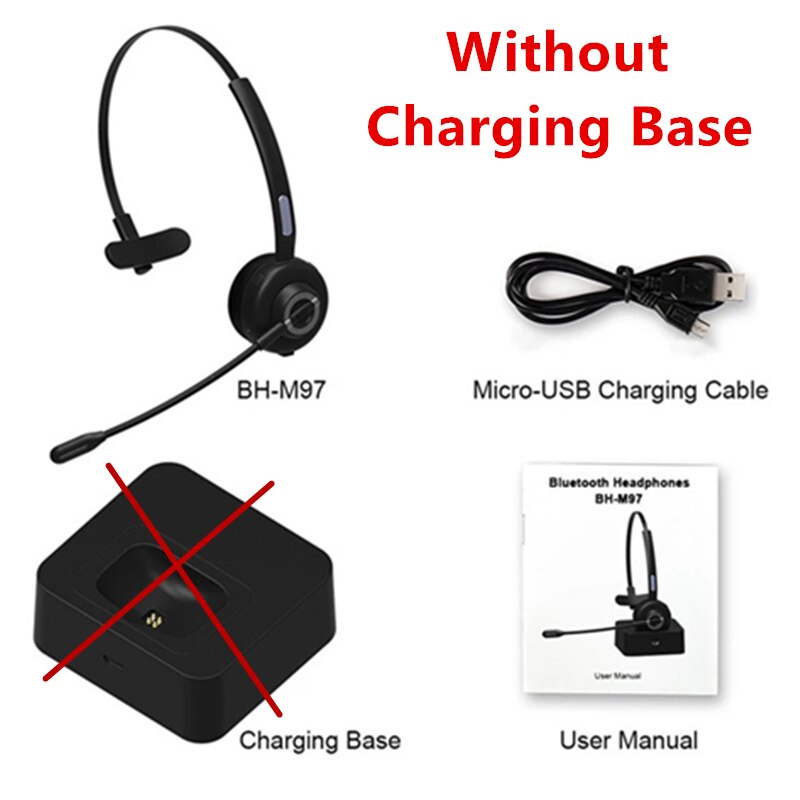 BH-M97 Bluetooth casque sans fil V5.0 avec Micphone mains libres appel écouteur Base de charge pour Center bureau Skype camion pilote: no charging base