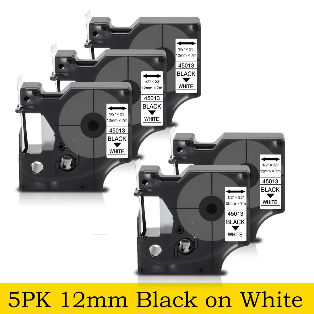 Hard Case Voor Dymo Labelmanager 160 280 Colorpop Label Printer Eva Doos Dragen Beschermende Case Tas Voor Dymo D1 45013 label Tape: 5PK Black on White