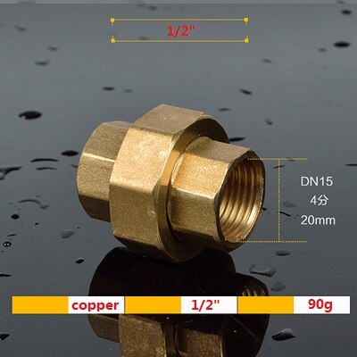 1Piece Brass Pipe Union Connector Coupling Copper Double Ness Joint Female Thread Plumbing Fittings 1/2" 3/4" 1": dn15