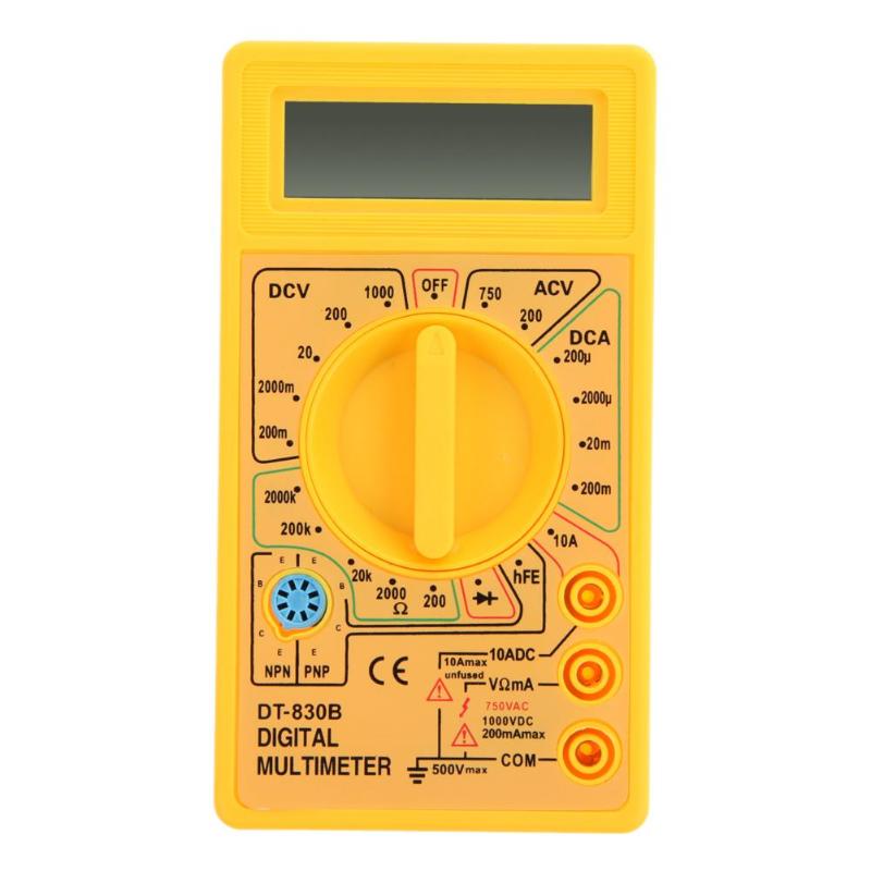 Dt -830b digitalt multimeter voltmeter amperemeter ac dc ohm volt tester lcd test nuværende multimeter overbelastningsbeskyttelse: Gul