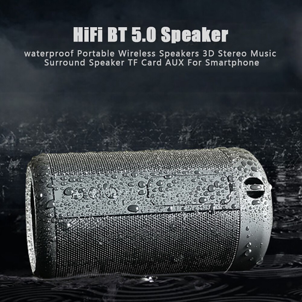 VTIN Altavoz Bluetooth inalámbrico 5,0 IPX5 impermeable 3D 360 estéreo HiFi música tarjeta TF 3,5mm AUX para IPhone/Xiaomi/Android
