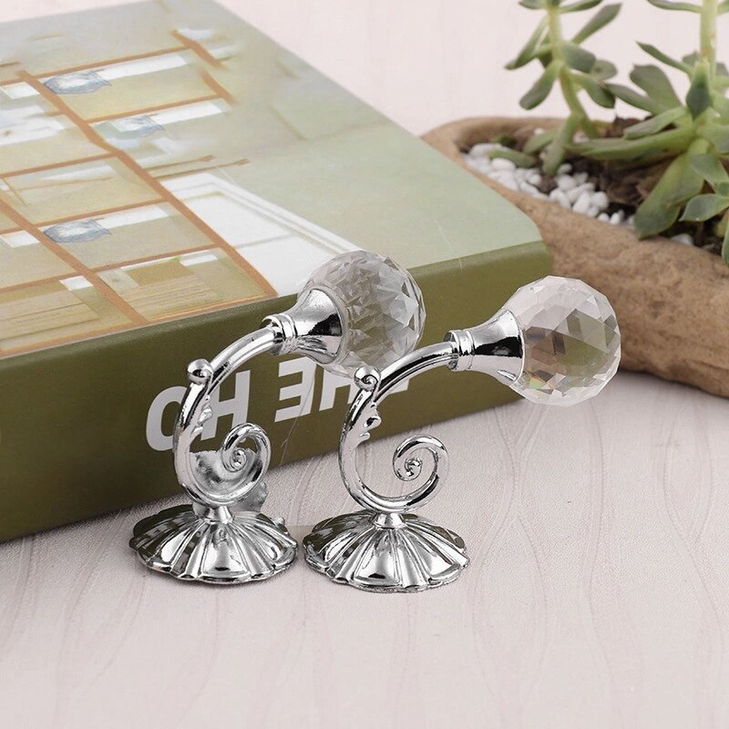 4 PCS Clear Crystal Curtain Holdbacks Wall Mounted Tassel Curtain Tieback Hook Drapery Tiebacks Clothes Coat Hat Towel Hanger Ho
