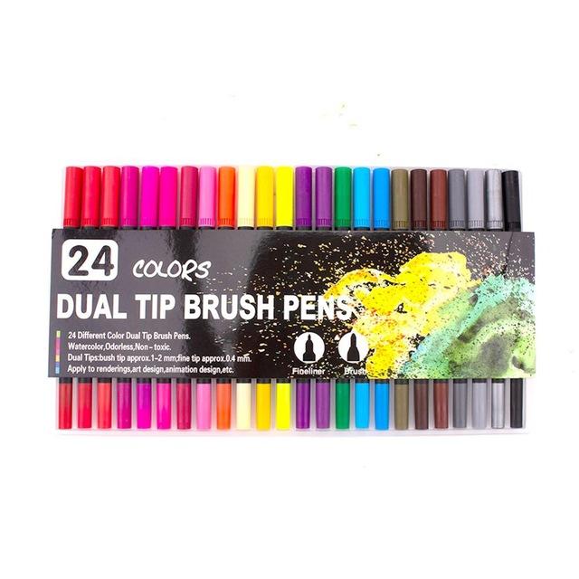 Dual Tip Brush Pens UP to 120 Colours Felt Tip Pens Colouring Pens for Adults Pack,Drawing,Calligraphy Painting Brush Pens: Default Title