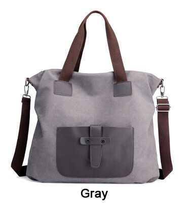 Vintage toile en cuir sac à bandoulière femmes sacs à main grande capacité décontracté sac de messager en cuir Patchwork fourre-tout Hobos sacs: Gris