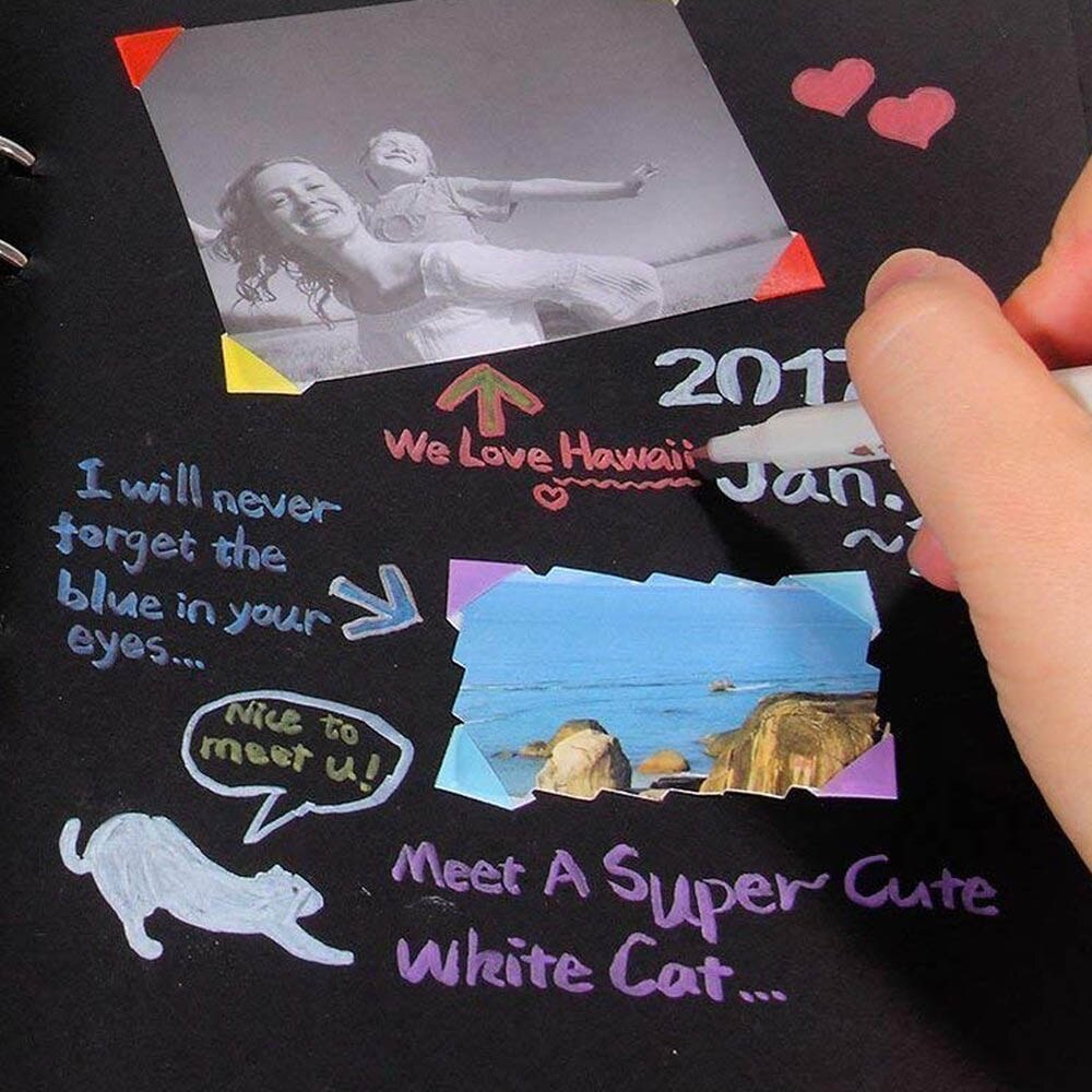 Albums 80 Vellen Zwart Souvenir Album A4 Kraftpapier Diy Plakboek Foto 'S Bruiloft Verjaardag Kinderen Fotoalbum