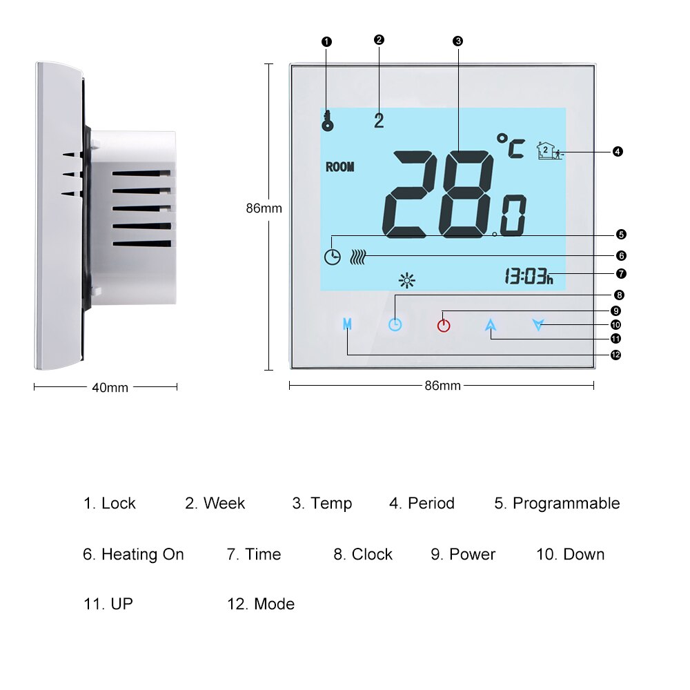 Electric Heating Thermostat Smart WiFi Digital Temperature Controller Tuya/SmartLife APP Control Voice Control LCD Thermostat