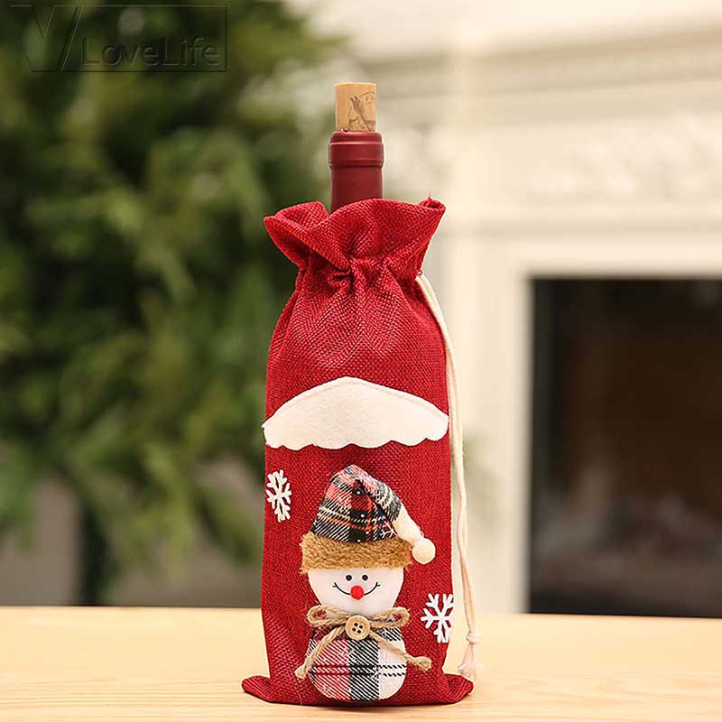Wein Flasche Abdeckung Weihnachten Dekoration Für Heimat Santa Claus Schneemann Weihnachten Tabelle Dekor Ornamente Navidad Weihnachten: rot