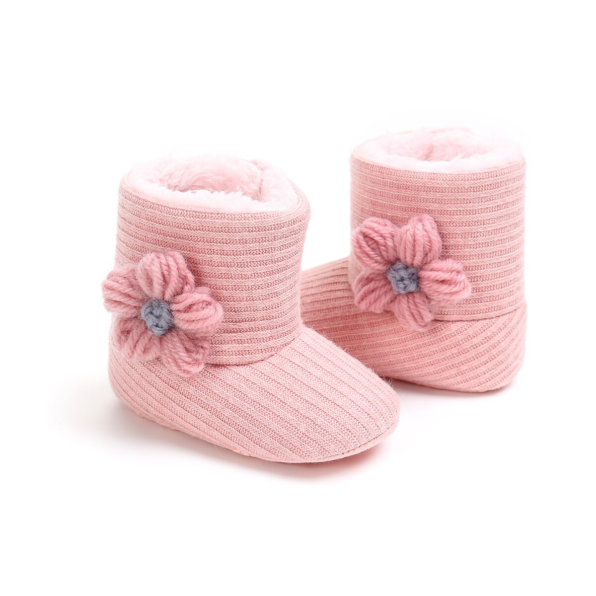 2019 nuovo bambino appena nato della ragazza stivali sveglio del fiore di inverno caldo e confortevole stivali da neve pattini di bambino: Colore rosa / 0-6 mesi