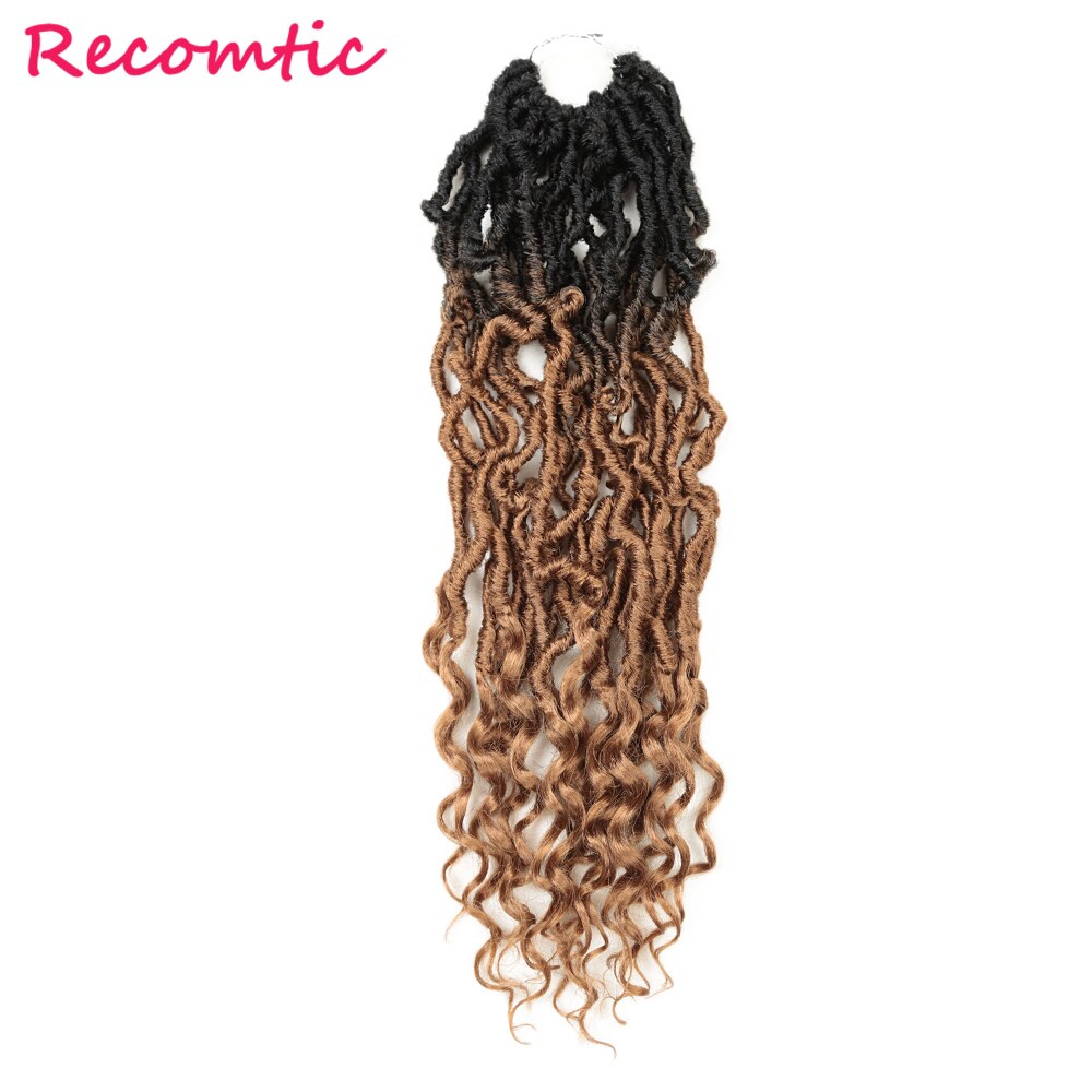 Recomtic 20inch Natural Synthetic Hair Extensions Goddess Nu Locs Crochet Braids Heat Resistant For Black Women